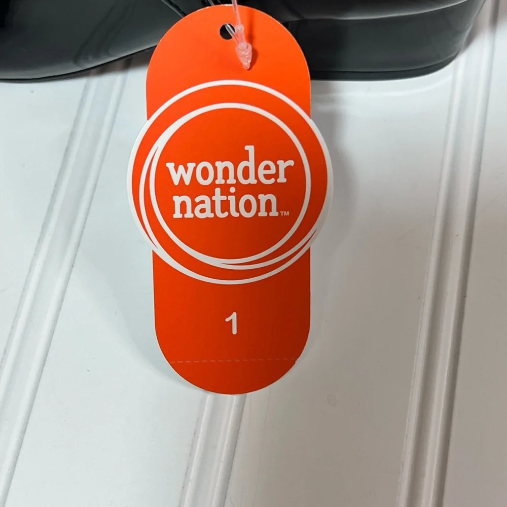 Wonder Nation Size 1 Black Dress Shoe Mary Jane Shoes NWT